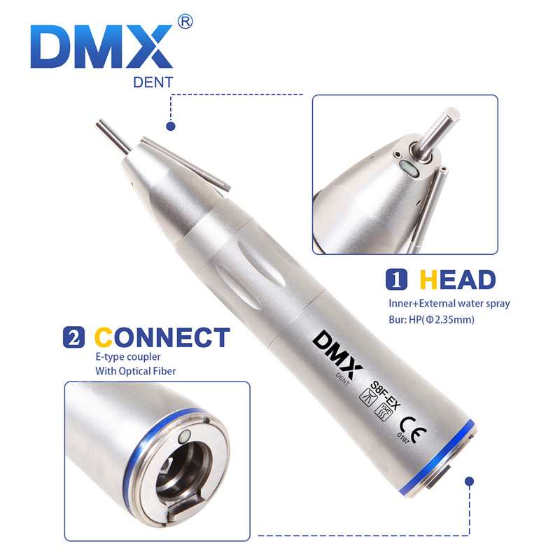 DMXDENT S8F-EX Dental Fiber Optic Surgical Straight Nose External Irrigation Low Speed Handpiece