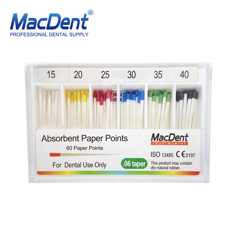 MacDent 0.06 Taper Dental Endodontic Absorbent Paper Points Tips  60pcs/pack