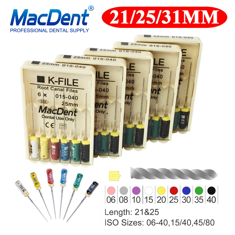 MacDent Yellow Dental Endodontics Hand Use Root Canal K-File