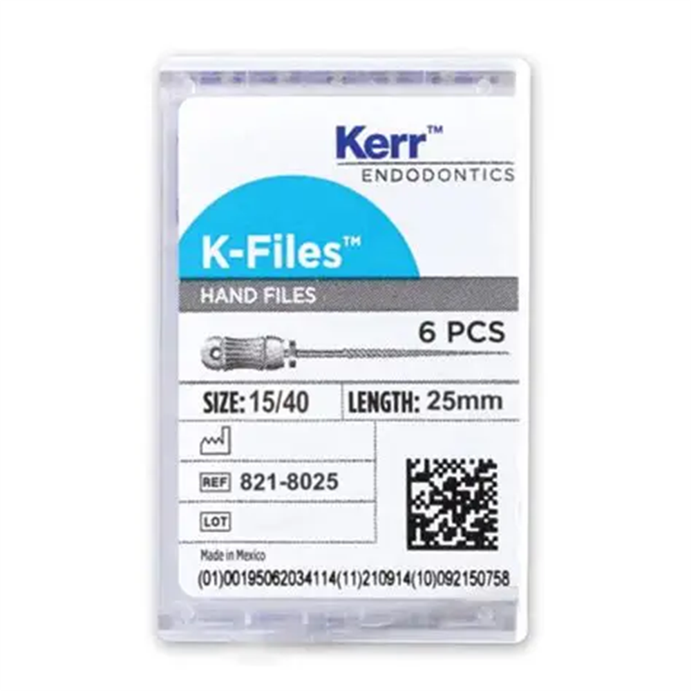 Kerr Dental Endodontics K-Files Stainless Steel Hand Files 21/25mm 6 Files/Box