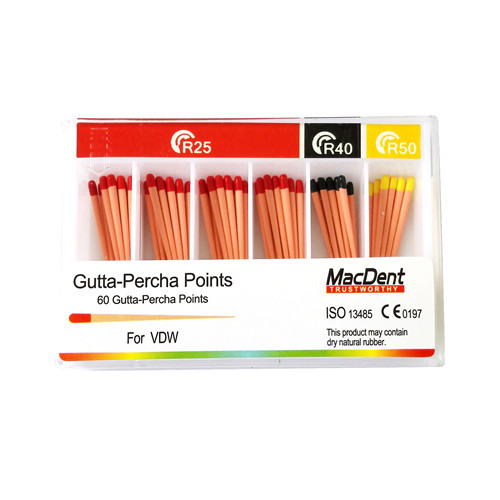 MacDent Dental Gutta Percha Points 60 Points for VDW R25 R40 R50