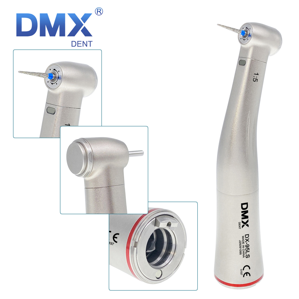 DMXDENT DX-95LS 1:5 Dental Increasing Fiber Optic Contra Angle Handpiece Fit NSK Electric Motor