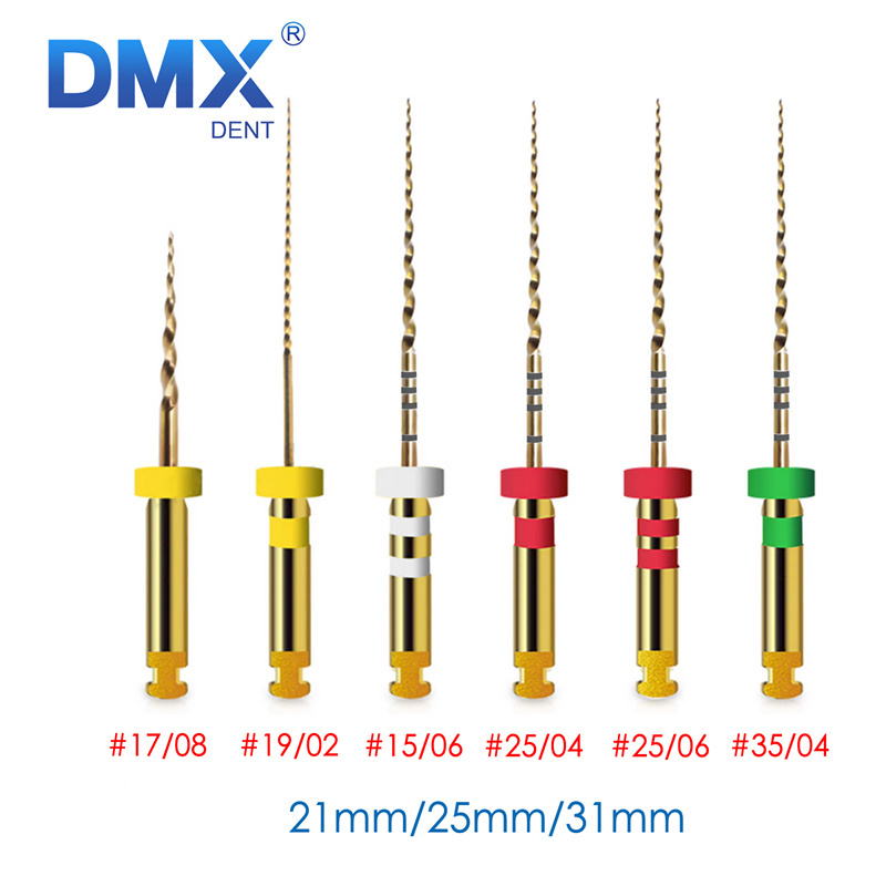 DMXDENT PT-Pro Gold Dental Endo Taper Root Canal Rotary NITI Files COXO Style 21mm / 25mm