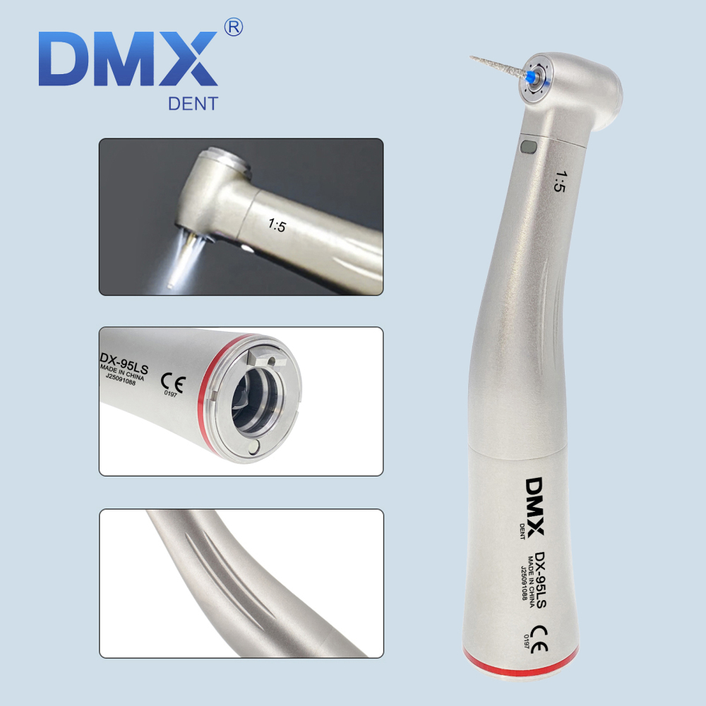 DMXDENT DX-95LS 1:5 Dental Increasing Fiber Optic Contra Angle Handpiece Fit NSK Electric Motor