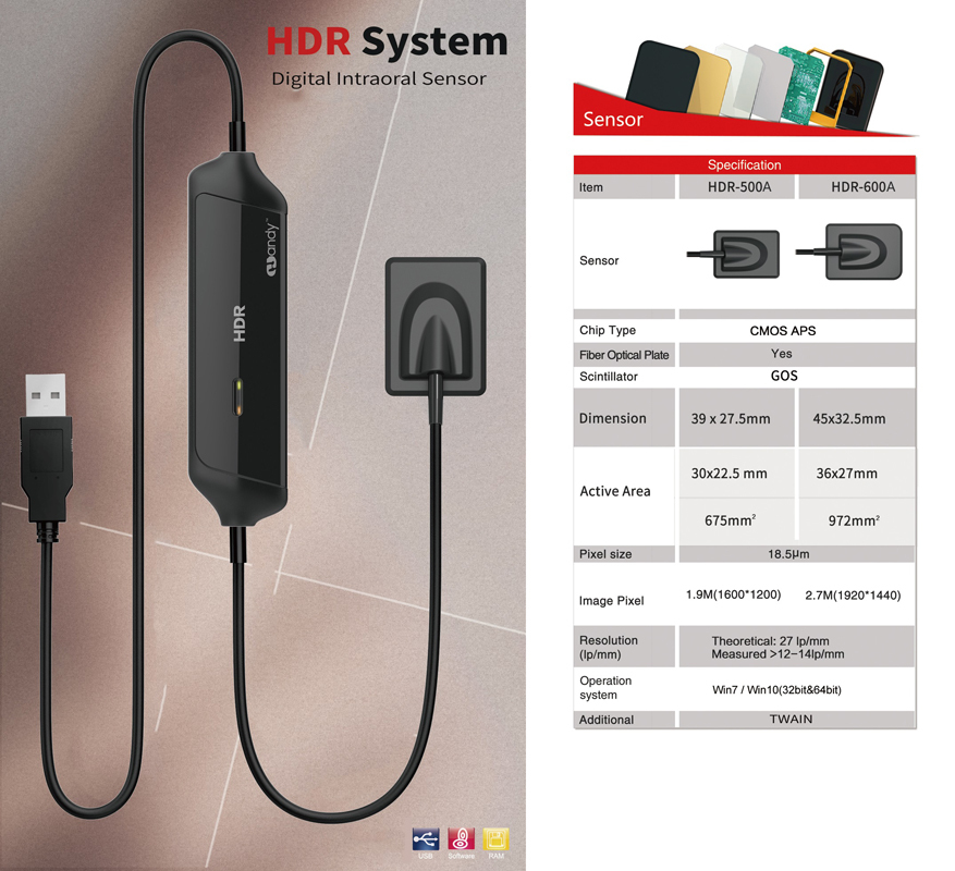HDR 500A / 600A Dental HDR System Digital Intraoral Sensor