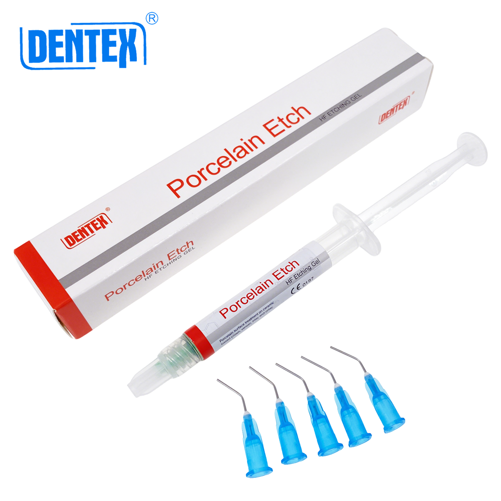 Dentex Dental Porcelain Etch Gel 9.5% Hydrofluoric Acid Etchant Syringe 2.5ml