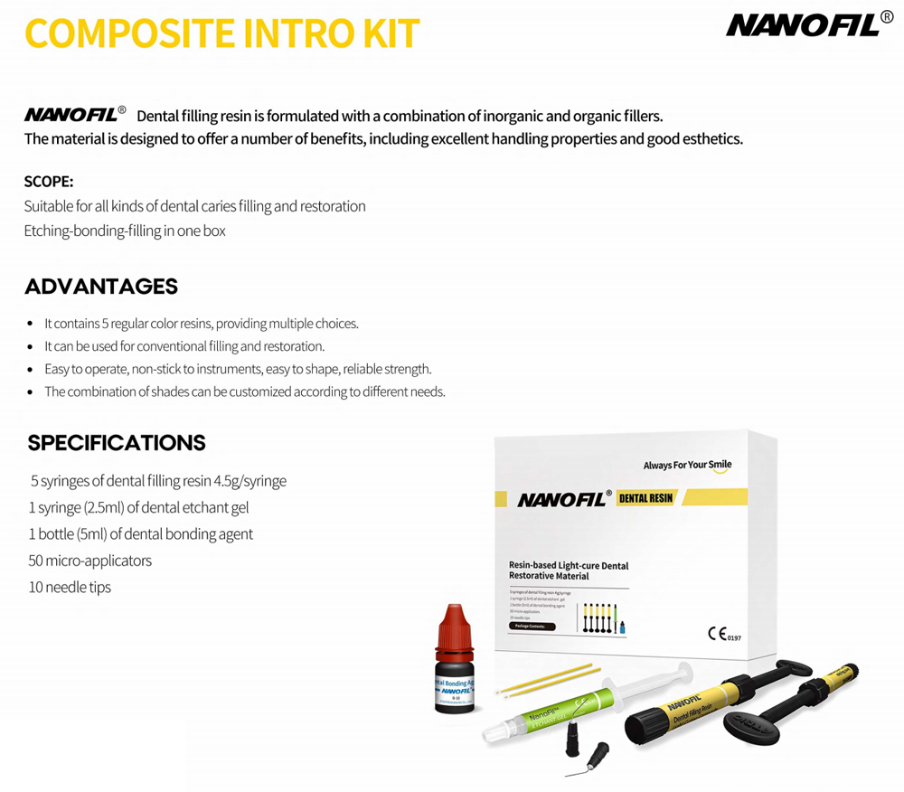 Nanofil Dental Resin Resin-based Light-Cure Dental Restorative Material Kit