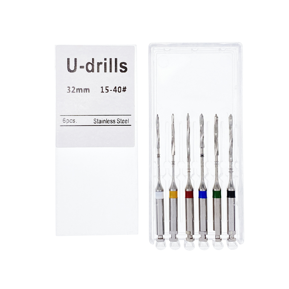 6Pcs Dental Endodontic U-drills #15-40 32mm Engine Use Stainless Steel Files