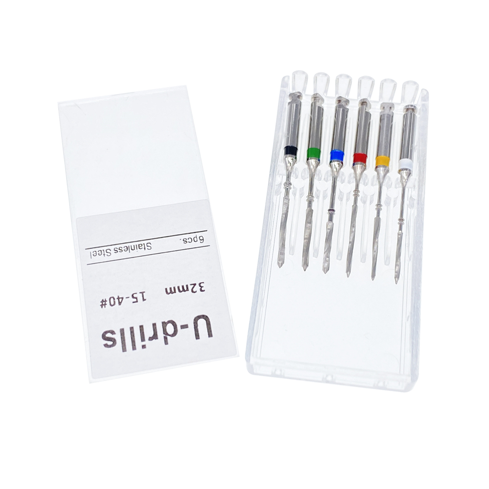 6Pcs Dental Endodontic U-drills #15-40 32mm Engine Use Stainless Steel Files