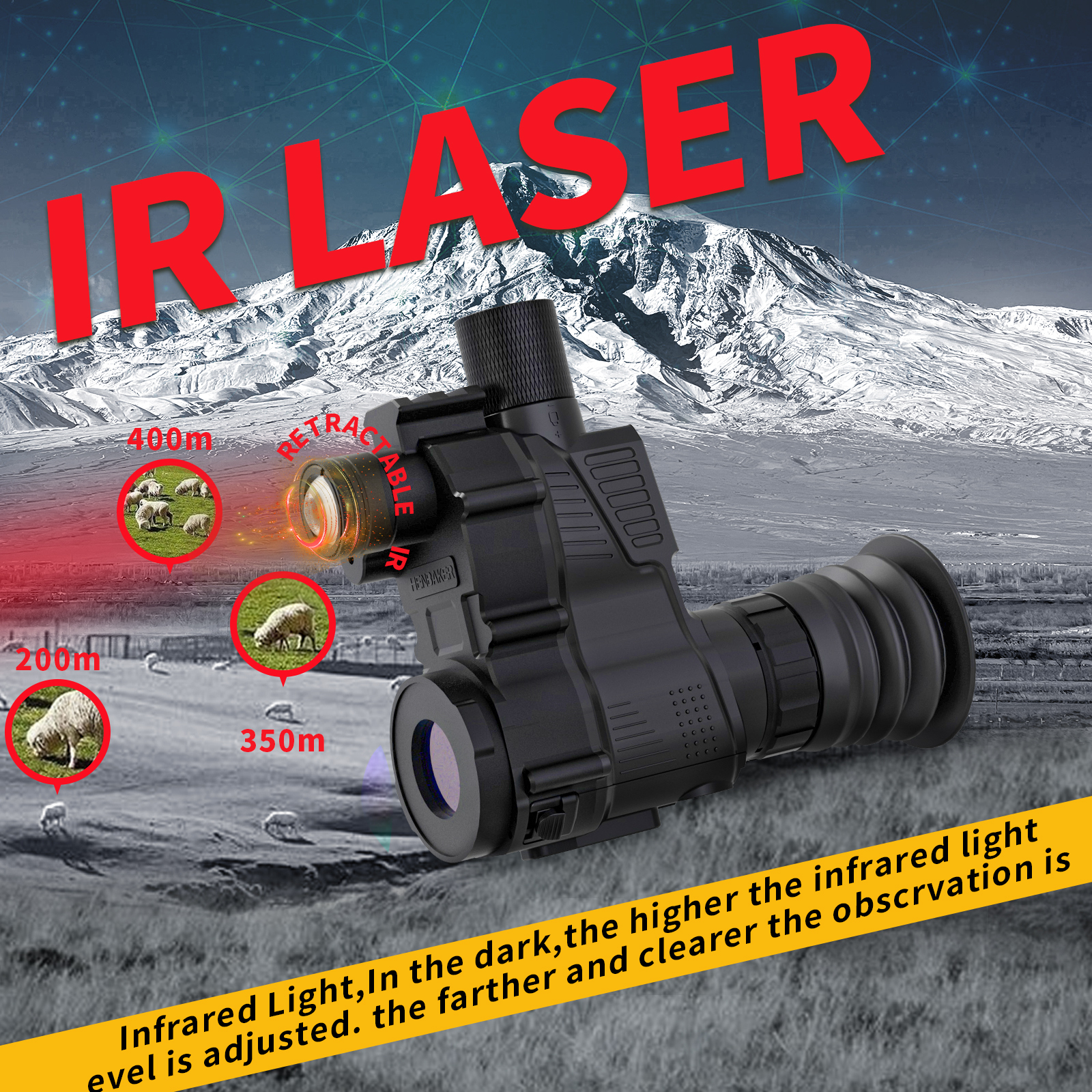 henbaker NV700S Digital Night Vision Scope rifle scope Clip on night vision Night vision telescope