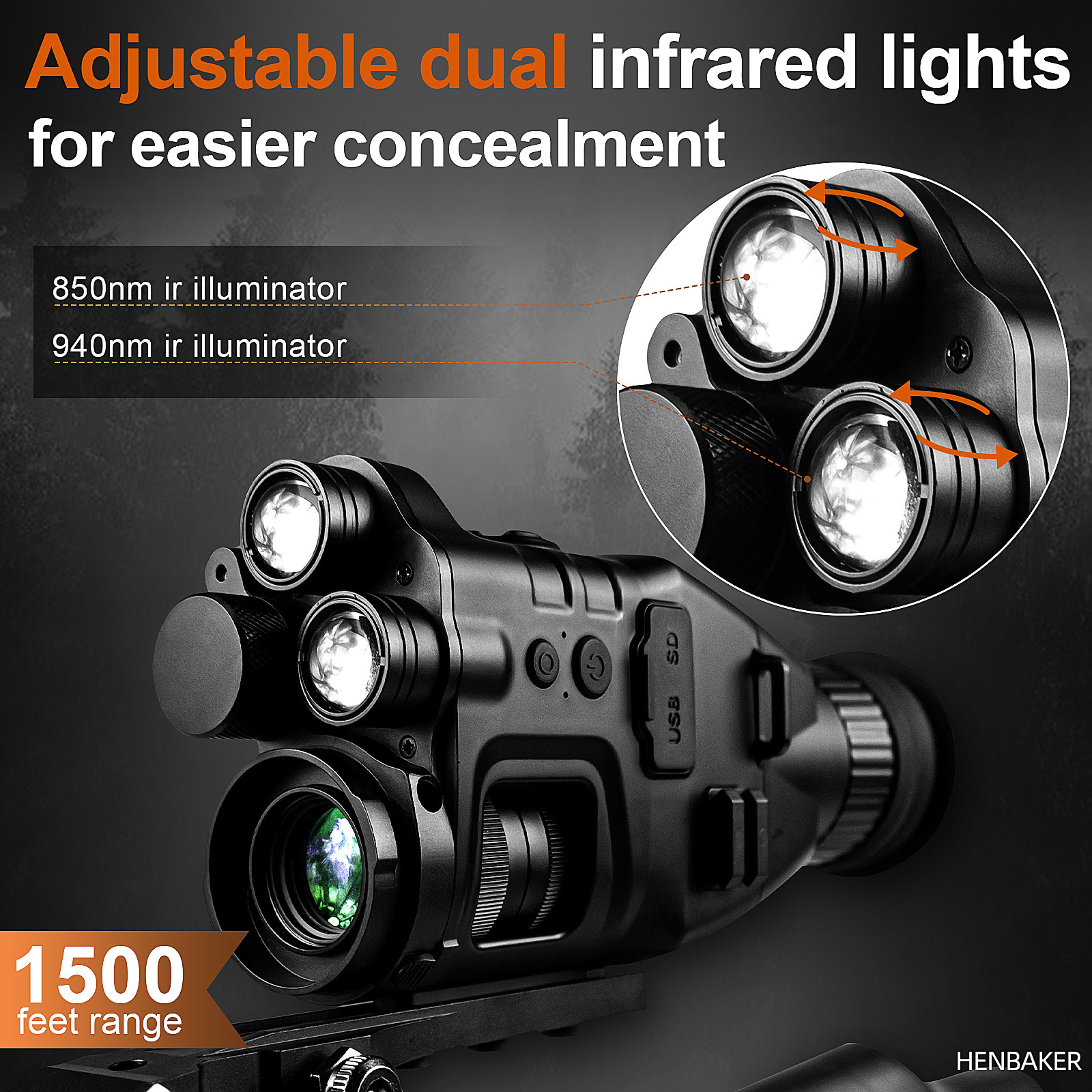 henbaker cy789 Digital Night Vision Scope rifle scope Clip on night vision Night vision telescope