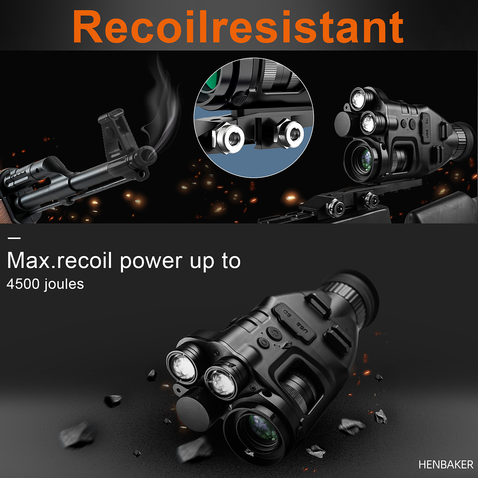 henbaker cy789 Digital Night Vision Scope rifle scope Clip on night vision Night vision telescope