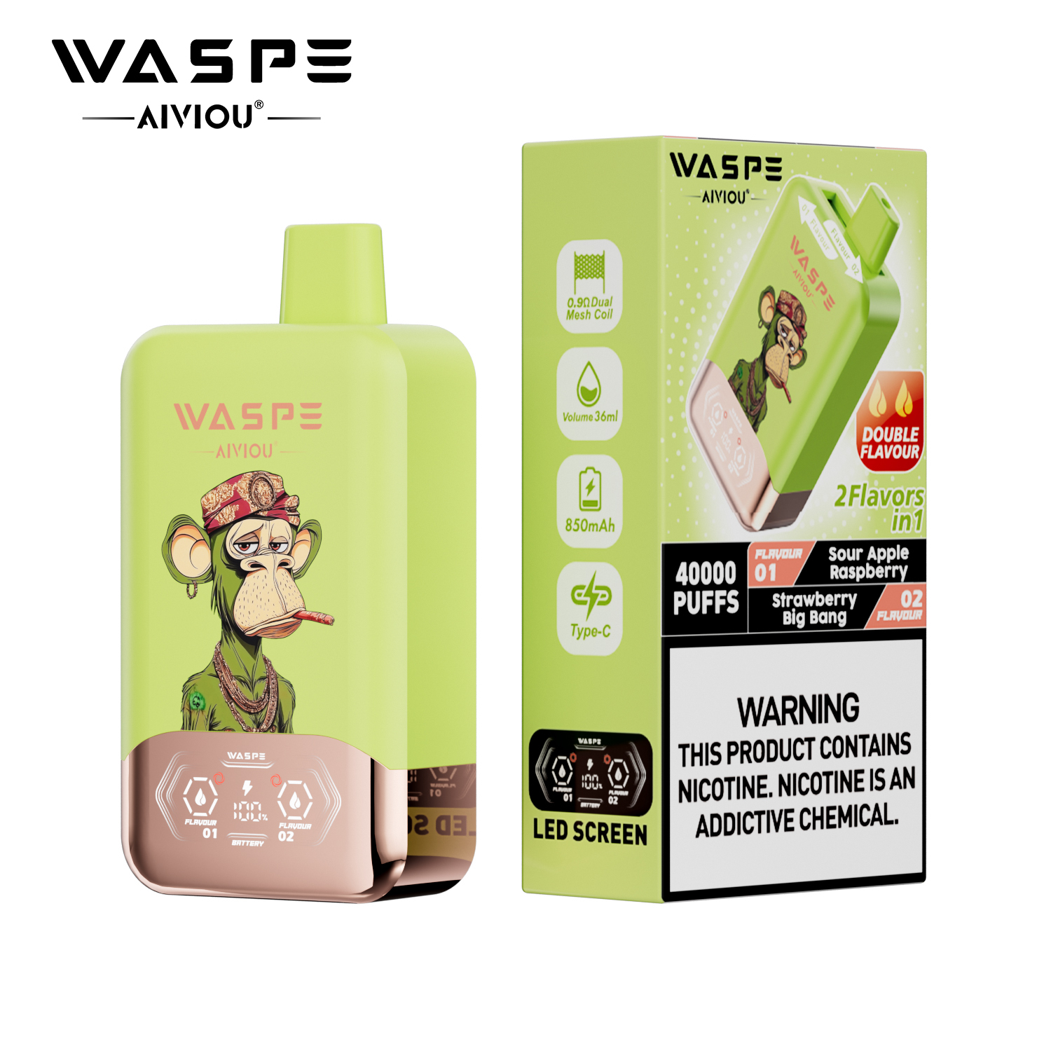 Waspe Aiviou 2 in 1 Disposable Vape 40k Puffs