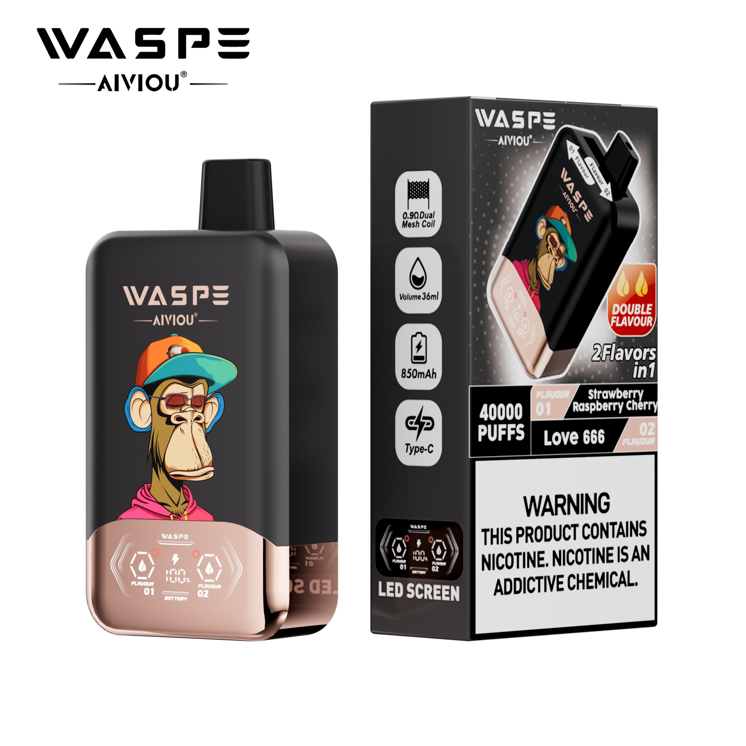 Waspe Aiviou 2 in 1 Disposable Vape 40k Puffs