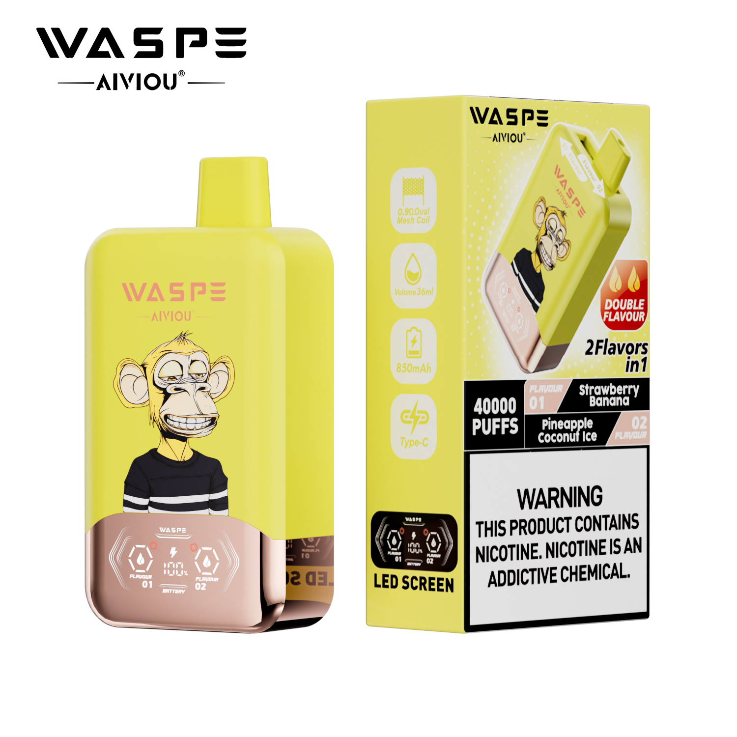 Waspe Aiviou 2 in 1 Disposable Vape 40k Puffs （CN Warehouse)