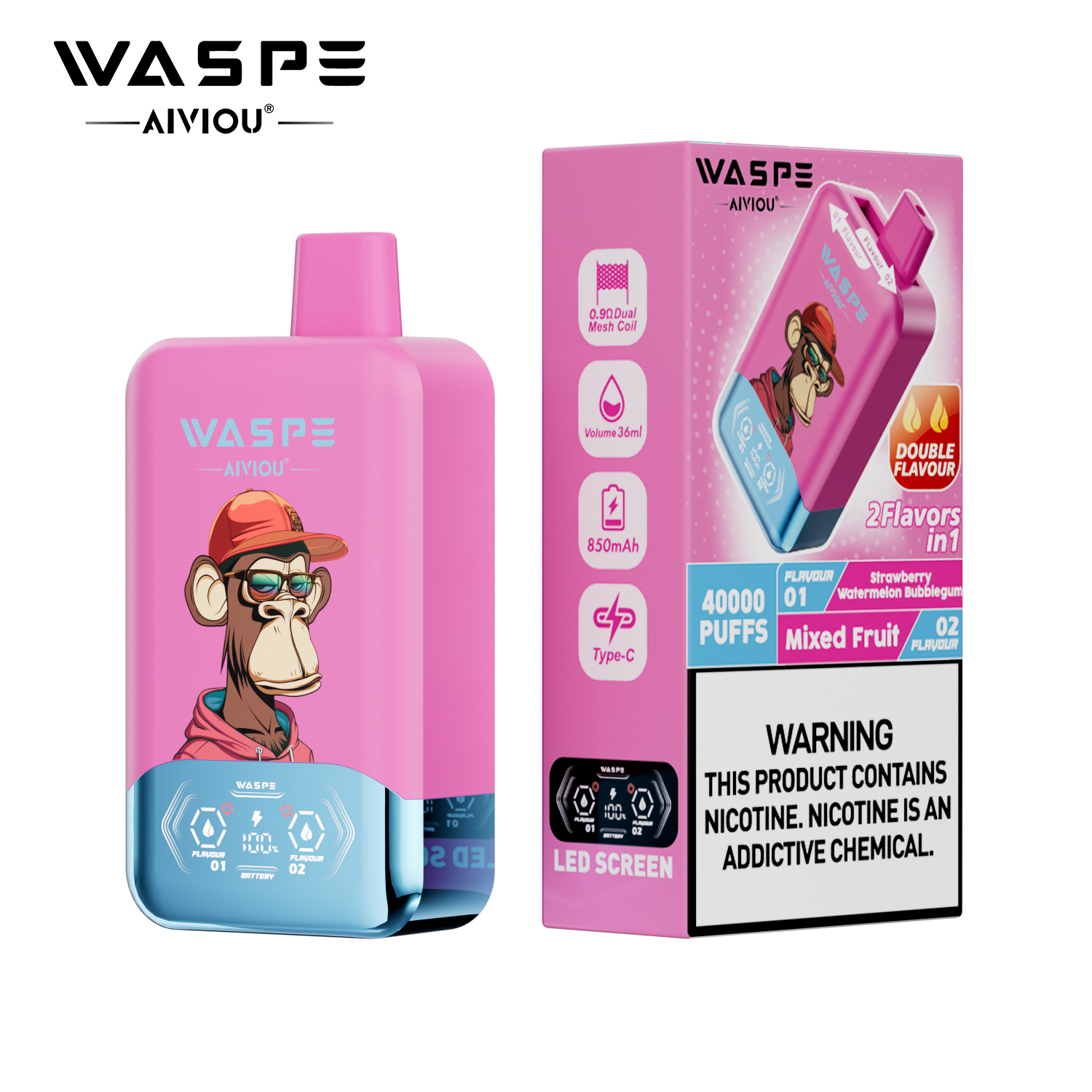 Waspe Aiviou 2 in 1 Disposable Vape 40k Puffs