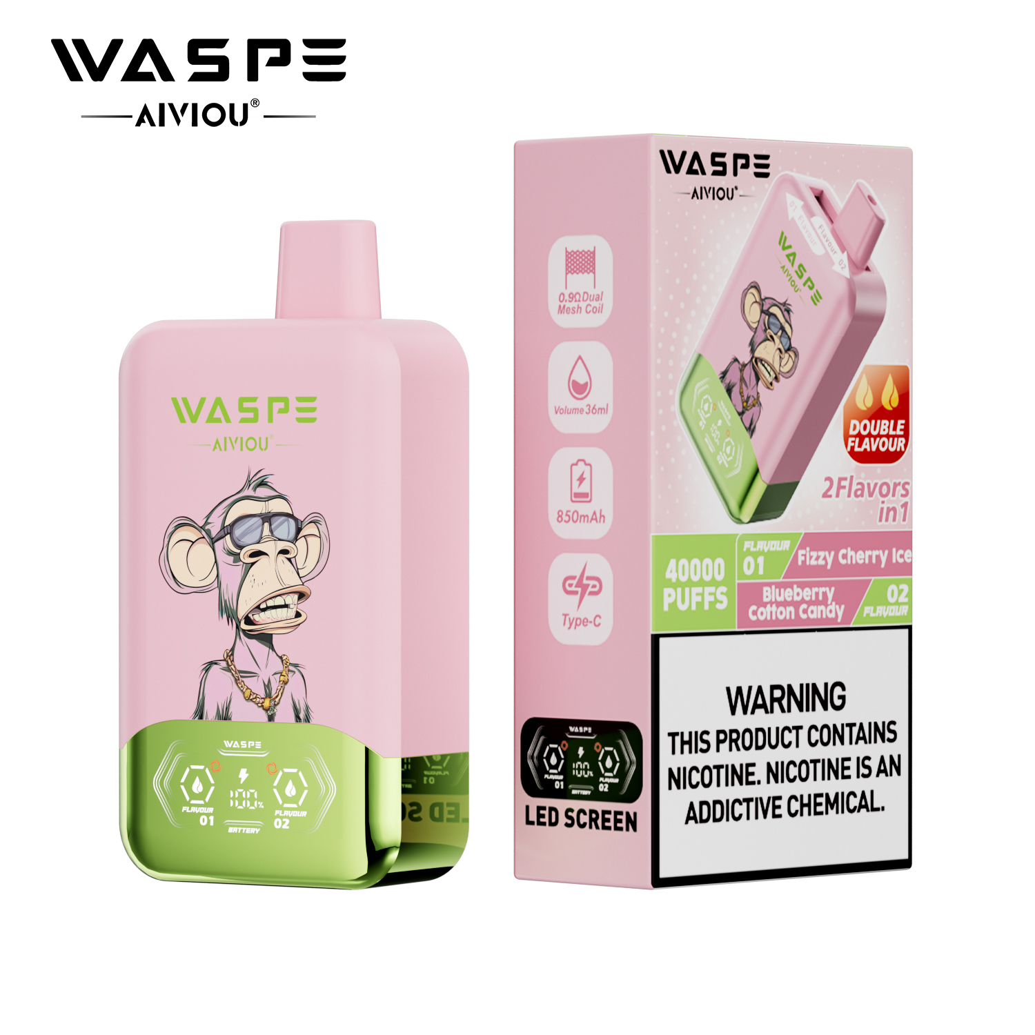 Waspe Aiviou 2 in 1 Disposable Vape 40k Puffs