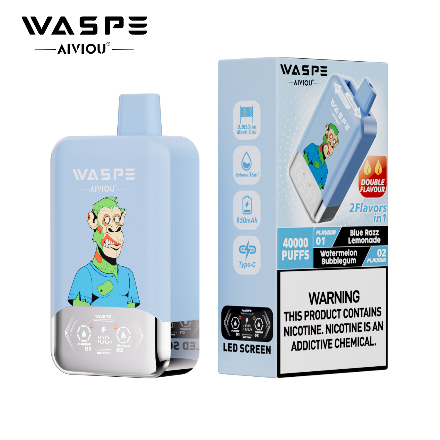 Waspe Aiviou 2 in 1 Disposable Vape 40k Puffs