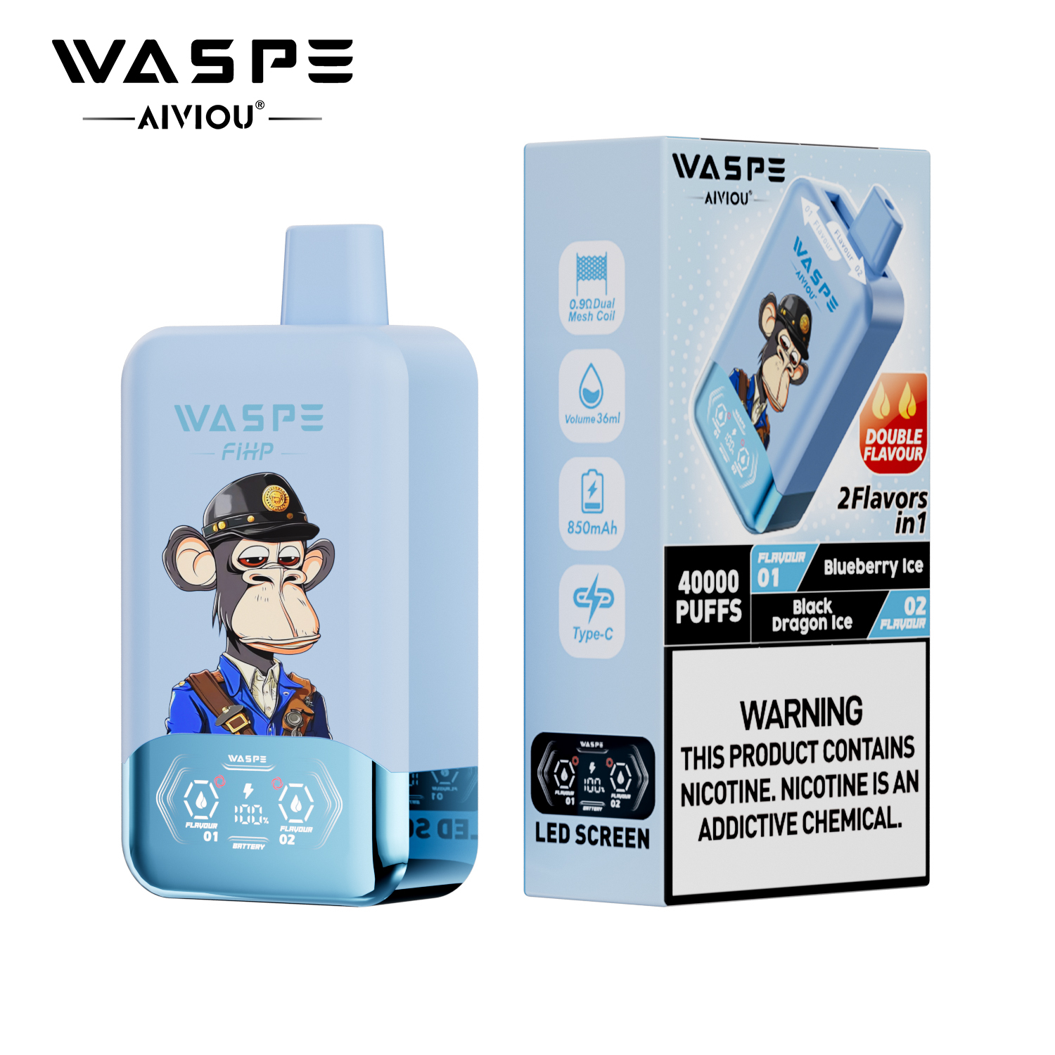 Waspe Aiviou 2 in 1 Disposable Vape 40k Puffs