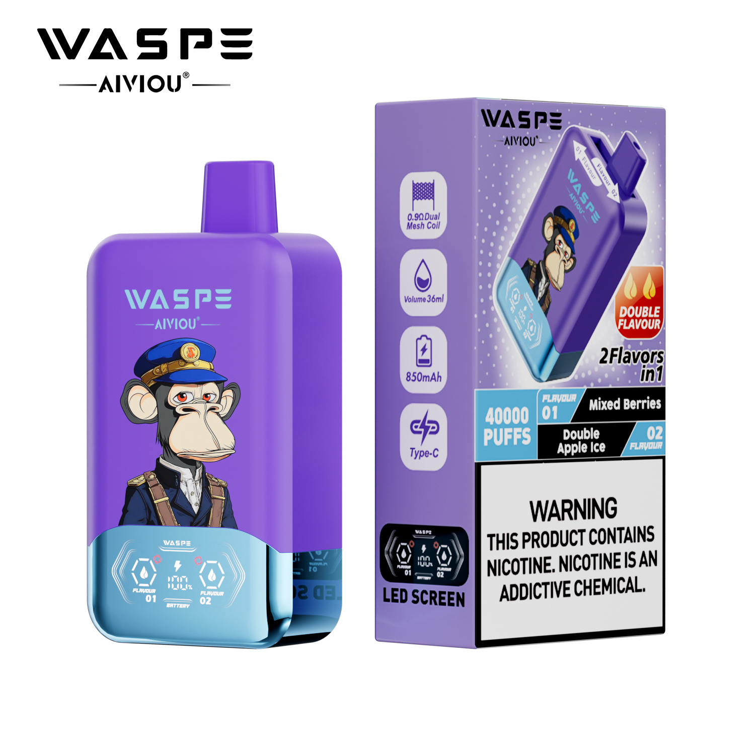 Waspe Aiviou 2 in 1 Disposable Vape 40k Puffs