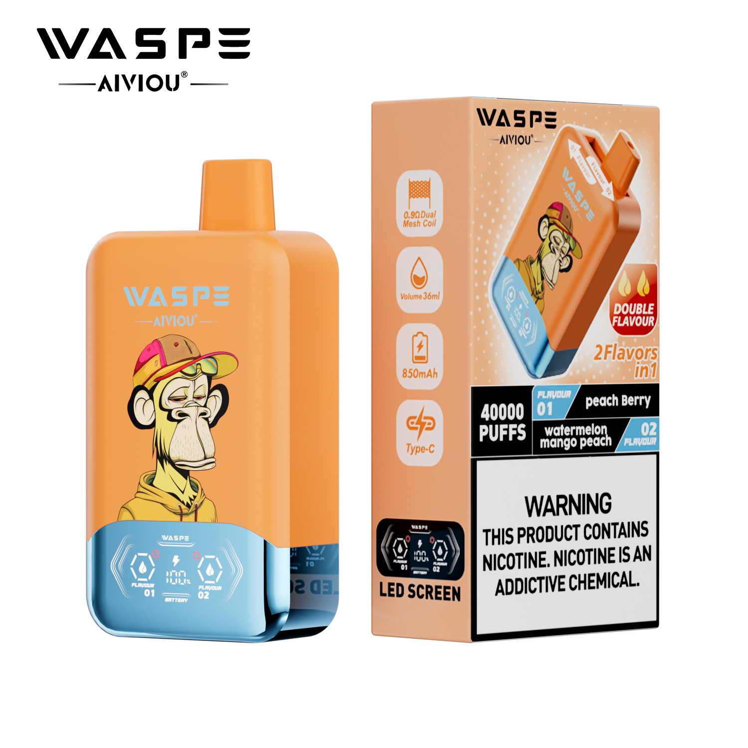 Waspe Aiviou 2 in 1 Disposable Vape 40k Puffs