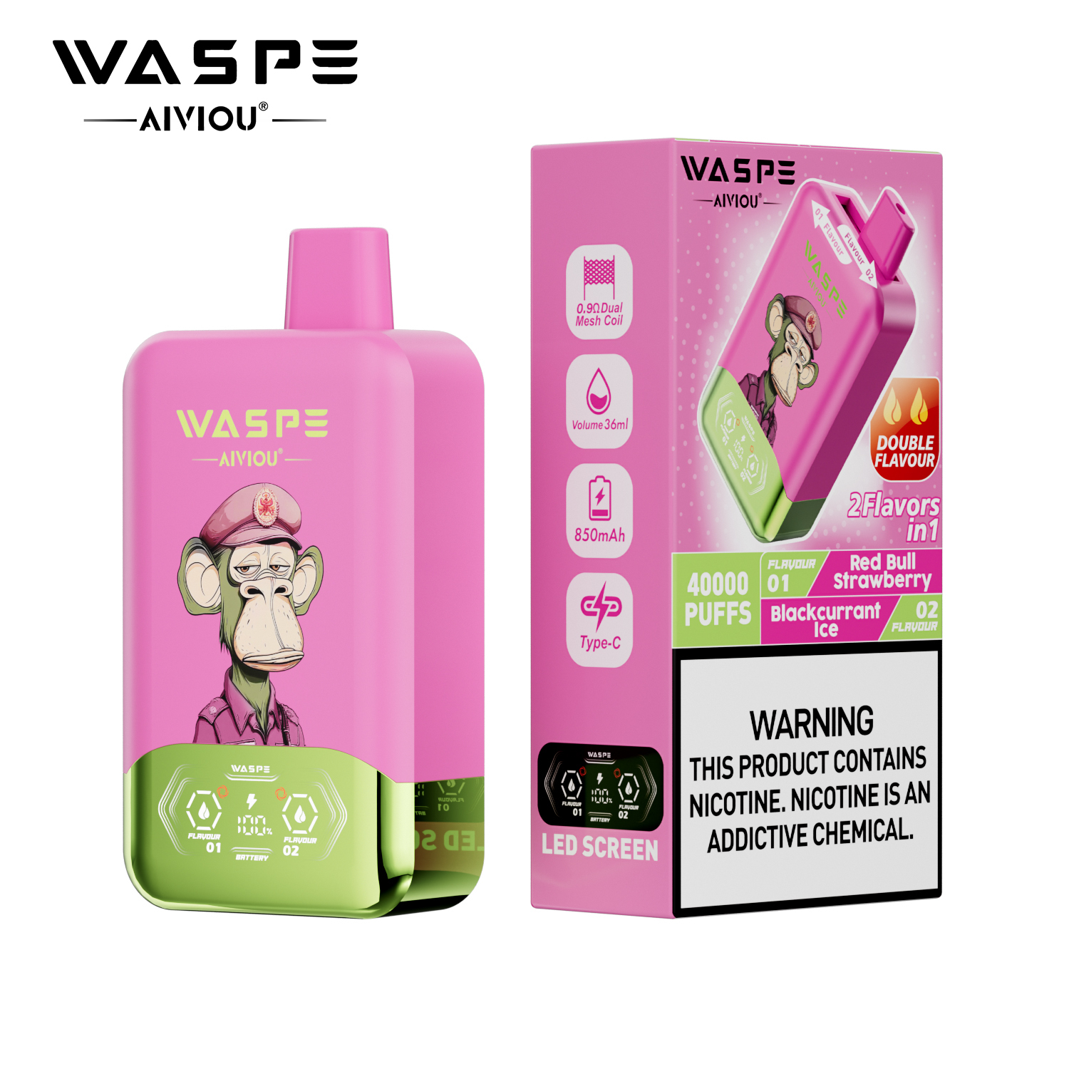Waspe Aiviou 2 in 1 Disposable Vape 40k Puffs （CN Warehouse)