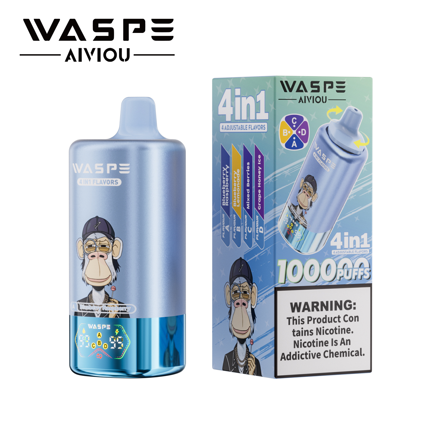 Waspe Aiviou 4 in 1 Disposable Vape 100k Puffs (CN warehouse)