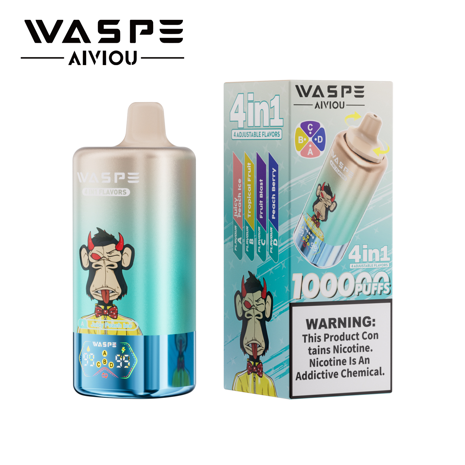 Waspe Aiviou 4 in 1 Disposable Vape 100k Puffs (CN warehouse)