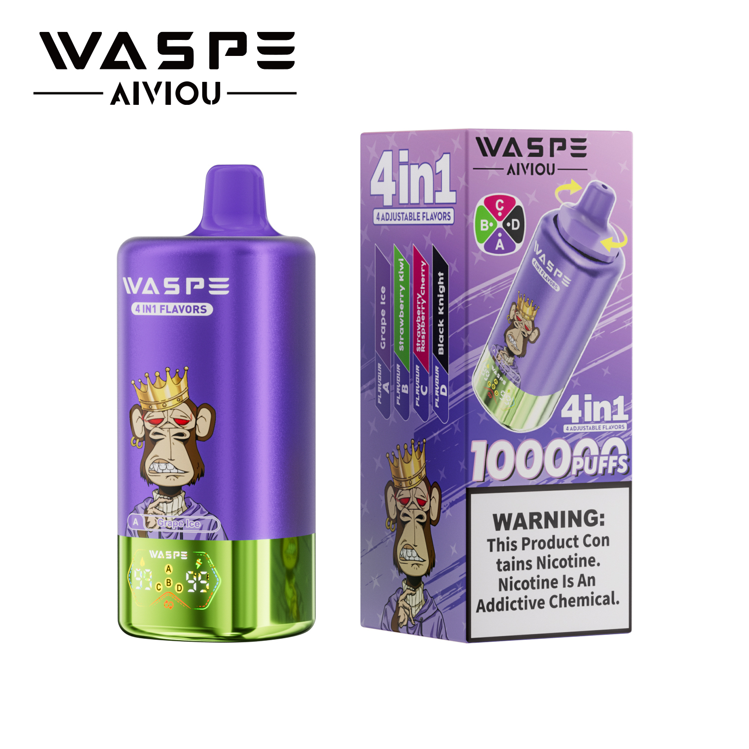 Waspe Aiviou 4 in 1 Disposable Vape 100k Puffs (CN warehouse)