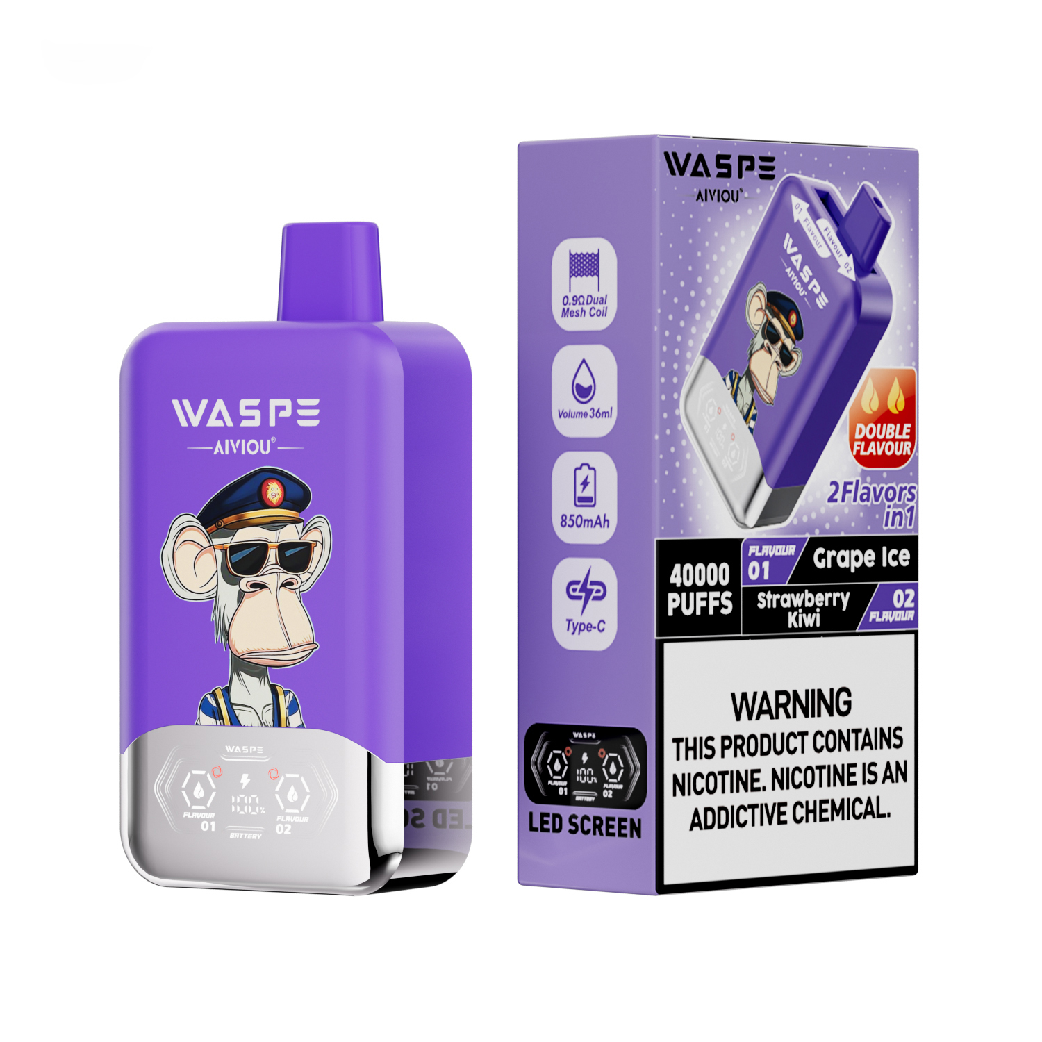 Waspe Aiviou 2 in 1 Disposable Vape 40k Puffs （CN Warehouse)