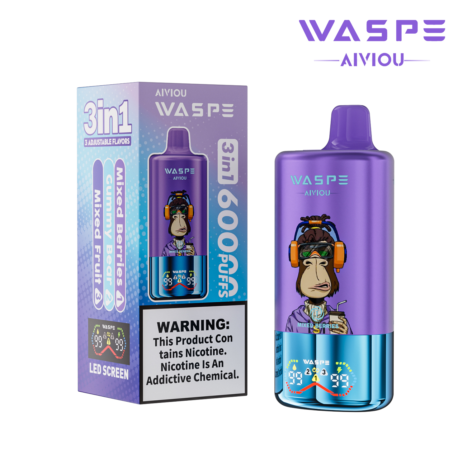 Waspe Aiviou 3 in 1 Disposable Vape 60k puffs (CN Warehouse)