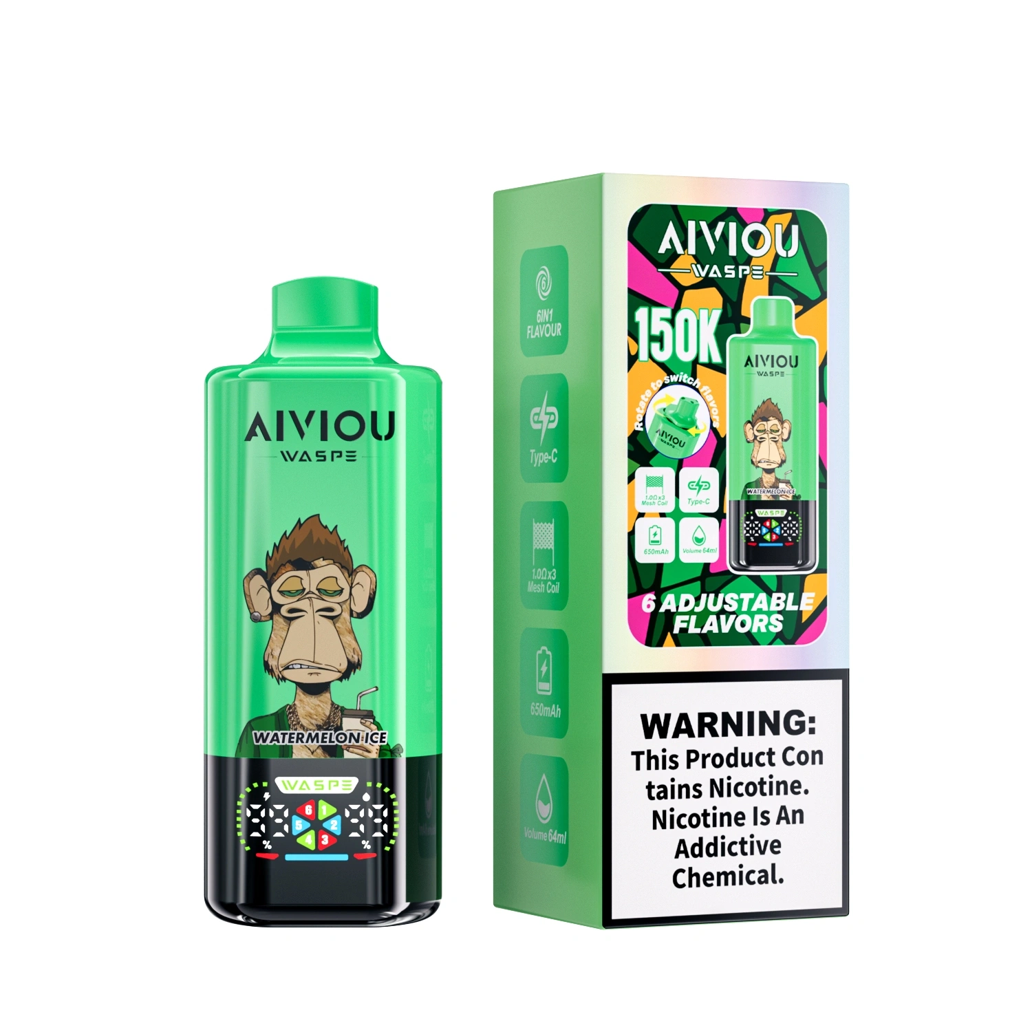 Waspe Aiviou 6 in 1 Disposable Vape 150k Puffs 0/20/50mg (CN Warehouse)