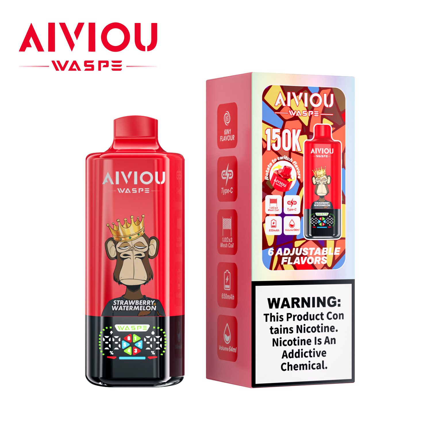 Waspe Aiviou 6 in 1 Disposable Vape 150k Puffs 0/20/50mg (CN Warehouse)