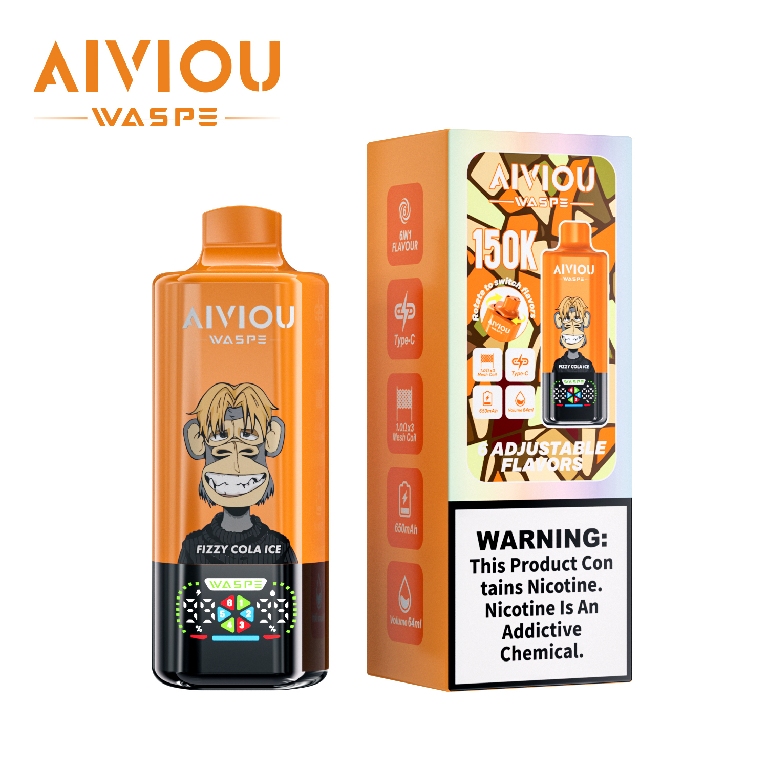 Waspe Aiviou 6 in 1 Disposable Vape 150k Puffs 0/20/50mg (CN Warehouse)
