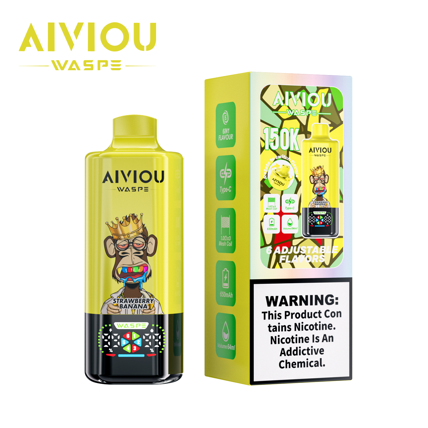 Waspe Aiviou 6 in 1 Disposable Vape 150k Puffs 0/20/50mg (CN Warehouse)