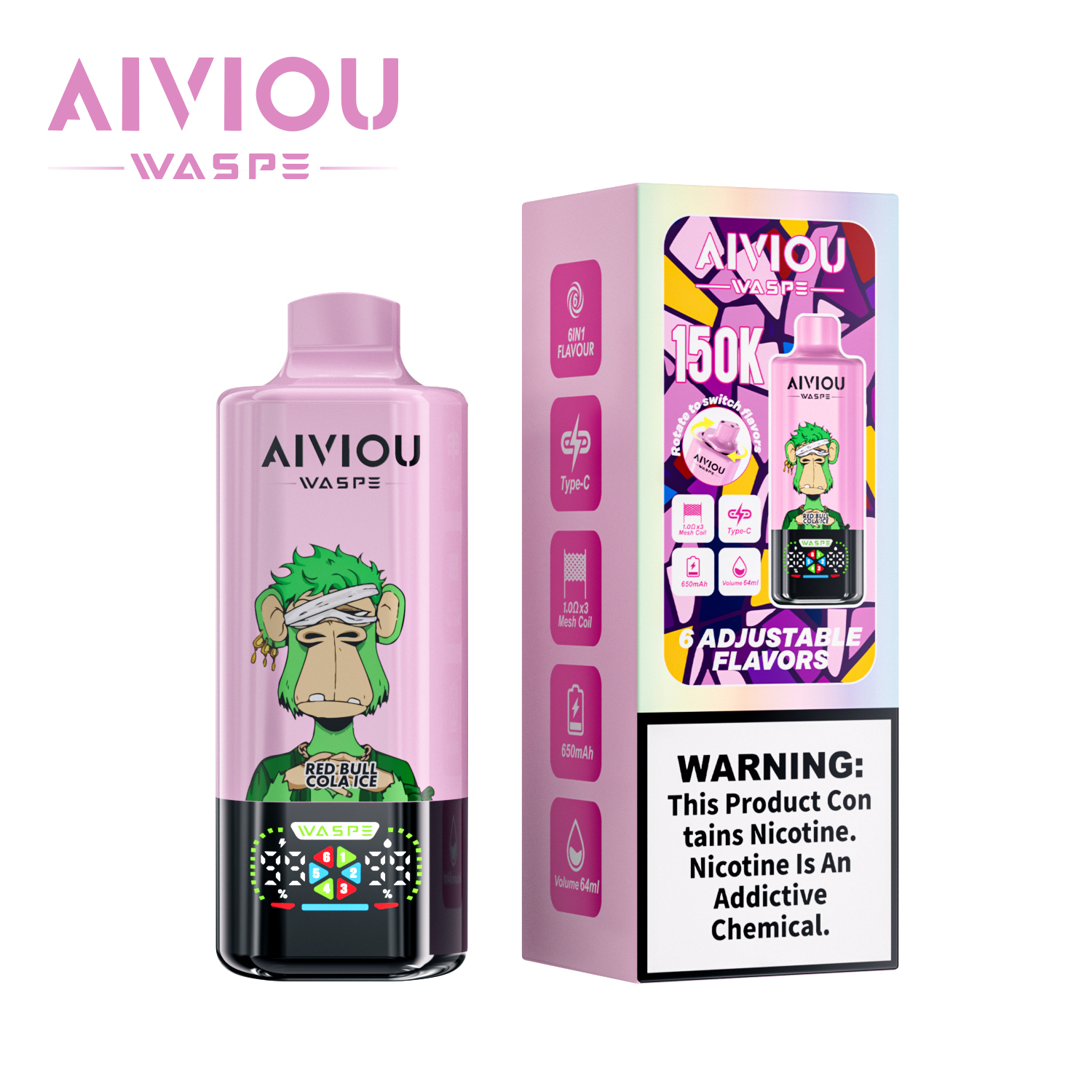 Waspe Aiviou 6 in 1 Disposable Vape 150k Puffs 0/20/50mg (CN Warehouse)