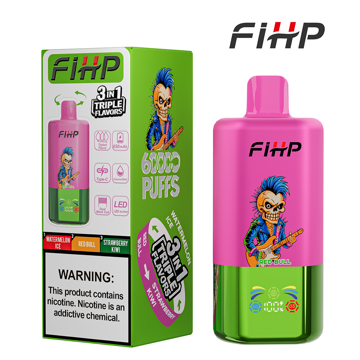 FIHP 3 IN 1 Disposable Vape 60k Puffs 20/50mg (CN Warehouse)