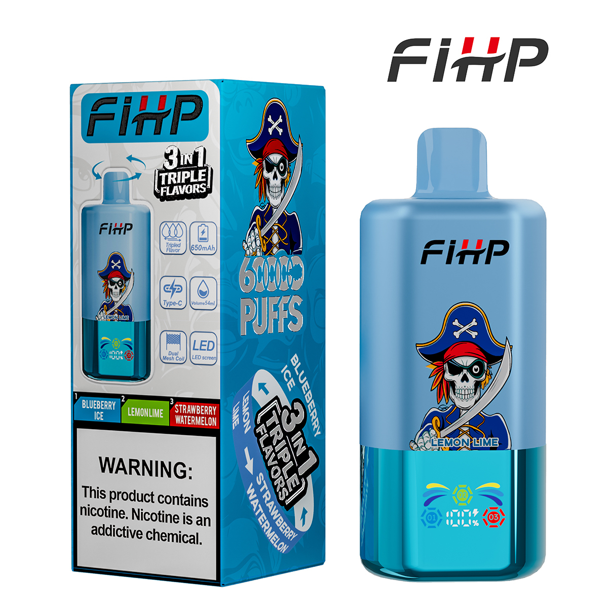 FIHP 3 IN 1 Disposable Vape 60k Puffs 20/50mg (CN Warehouse)
