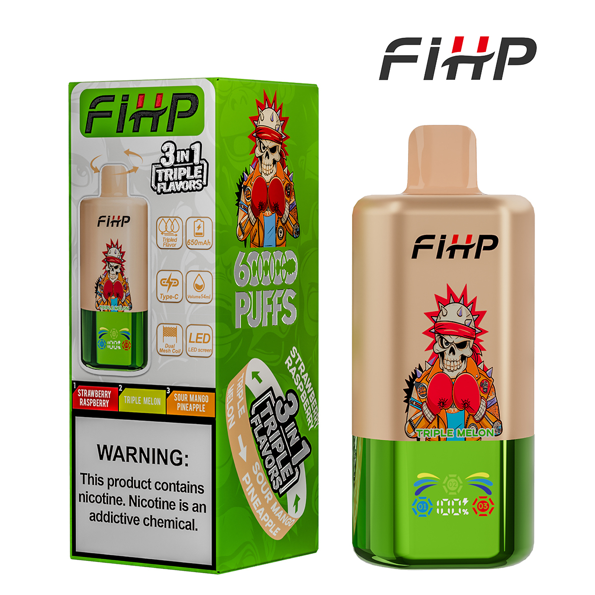 FIHP 3 IN 1 Disposable Vape 60k Puffs 20/50mg (CN Warehouse)