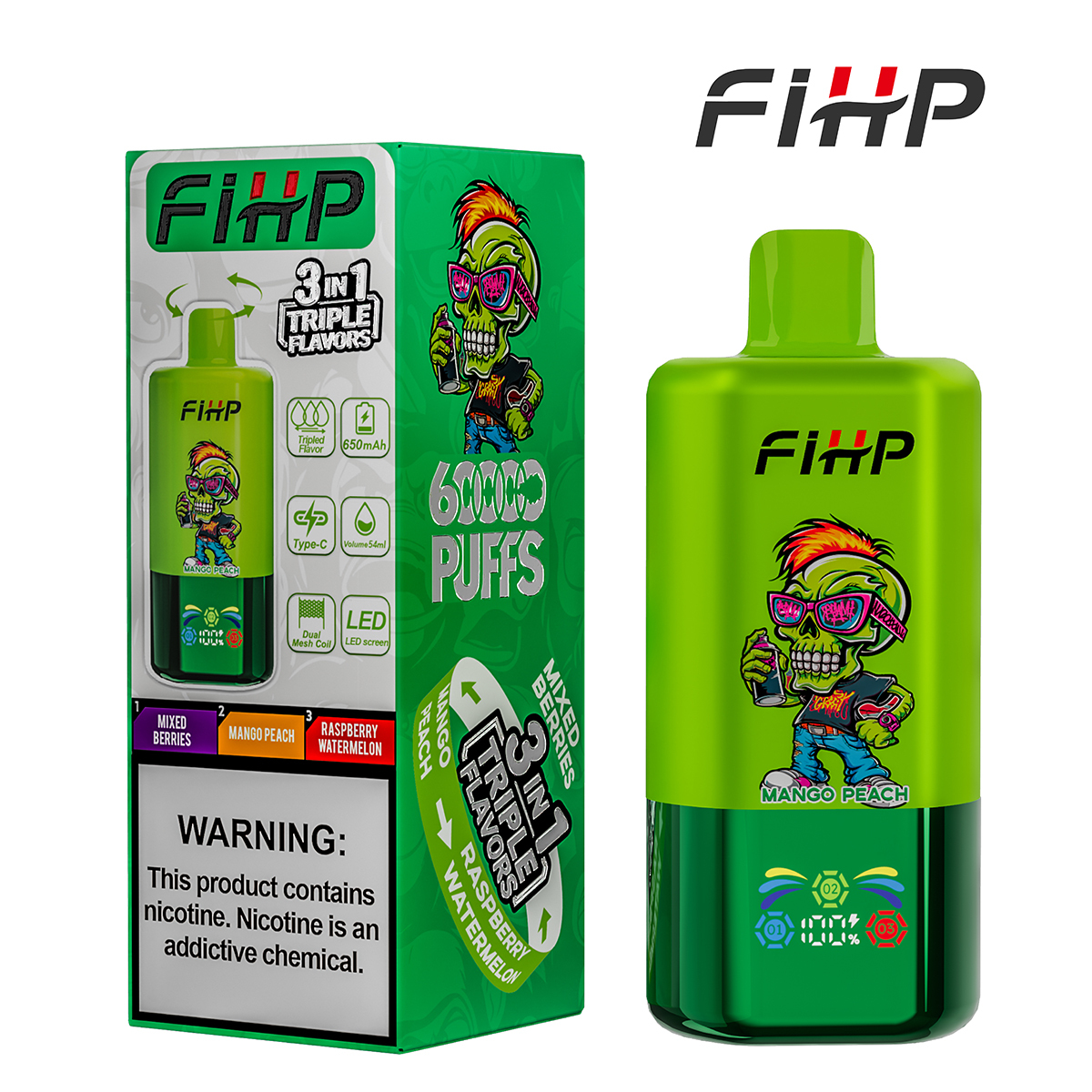 FIHP 3 IN 1 Disposable Vape 60k Puffs 20/50mg (CN Warehouse)