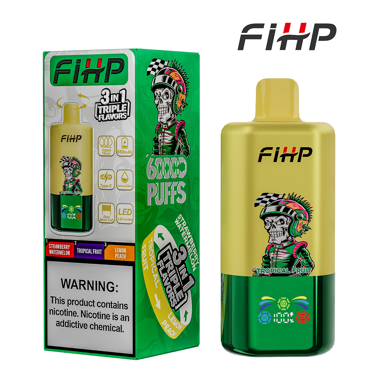 FIHP 3 IN 1 Disposable Vape 60k Puffs 20/50mg (CN Warehouse)