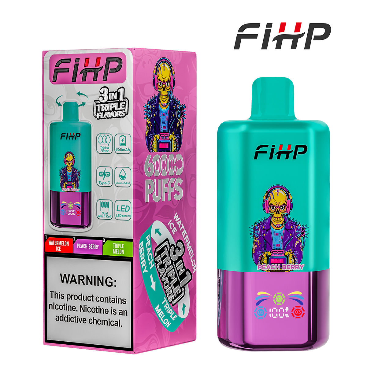 FIHP 3 IN 1 Disposable Vape 60k Puffs 20/50mg (CN Warehouse)