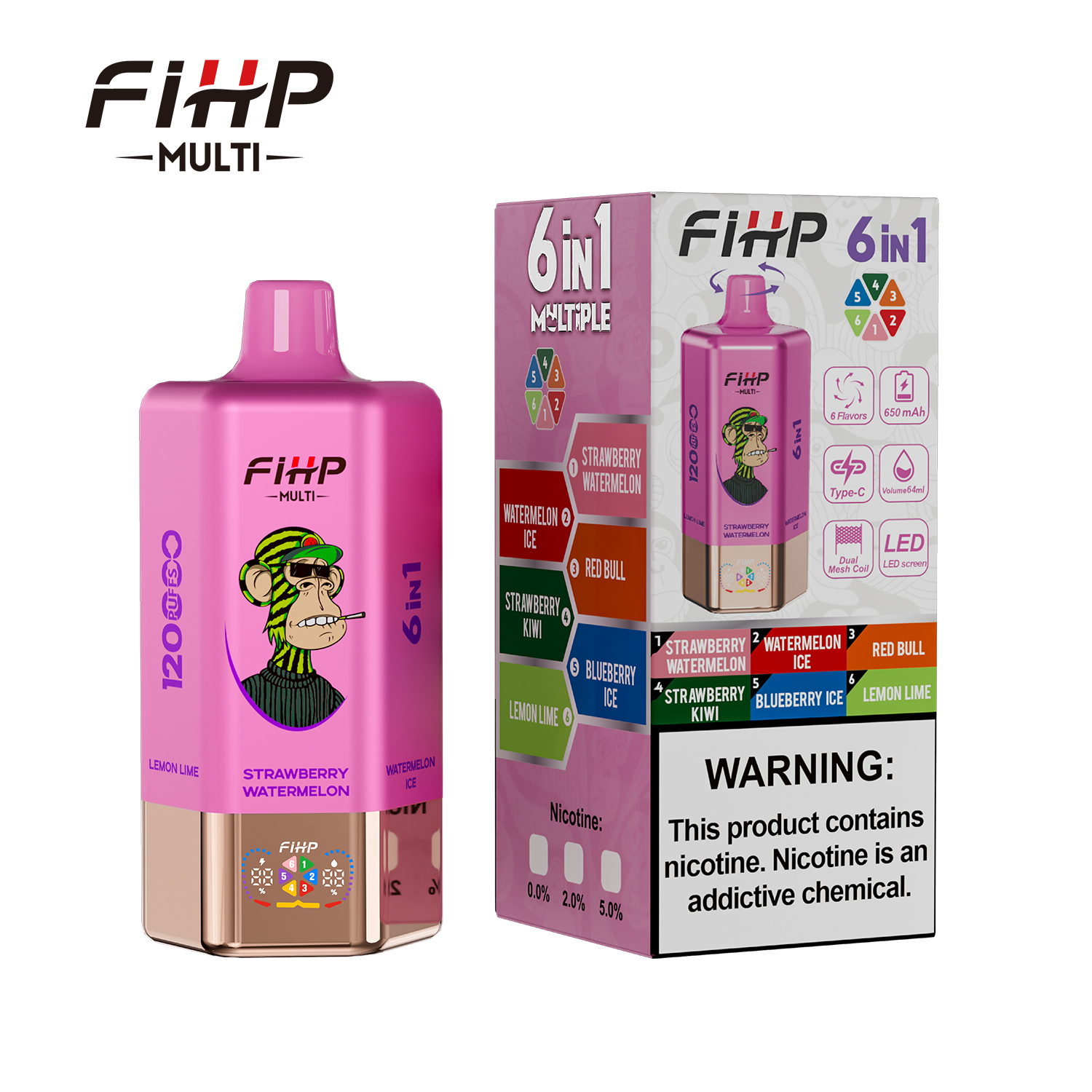 FIHP 6 IN 1 Disposable Vape 120k Puffs 20/50mg (CN Warehouse)