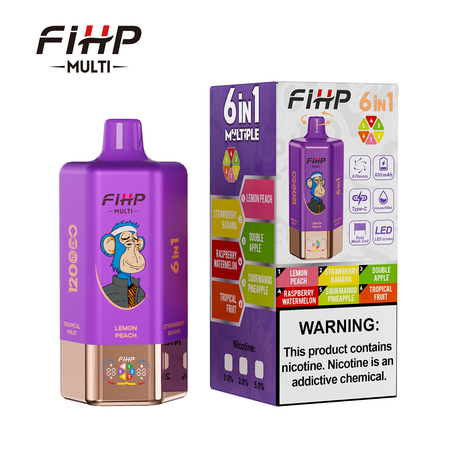 FIHP 6 IN 1 Disposable Vape 120k Puffs 20/50mg (CN Warehouse)