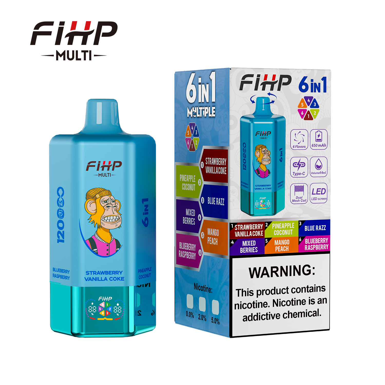 FIHP 6 IN 1 Disposable Vape 120k Puffs 20/50mg (CN Warehouse)