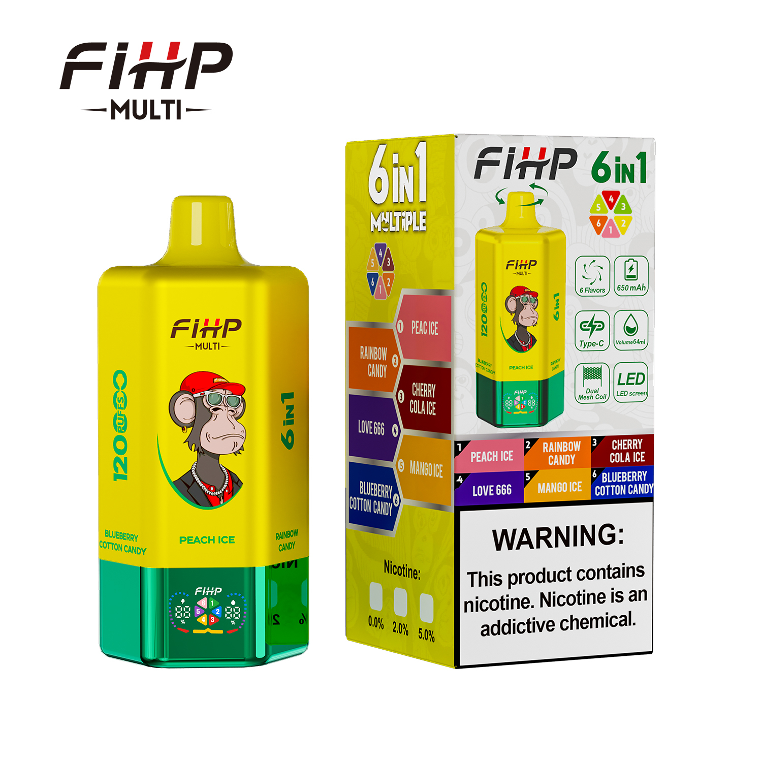 FIHP 6 IN 1 Disposable Vape 120k Puffs 20/50mg (CN Warehouse)