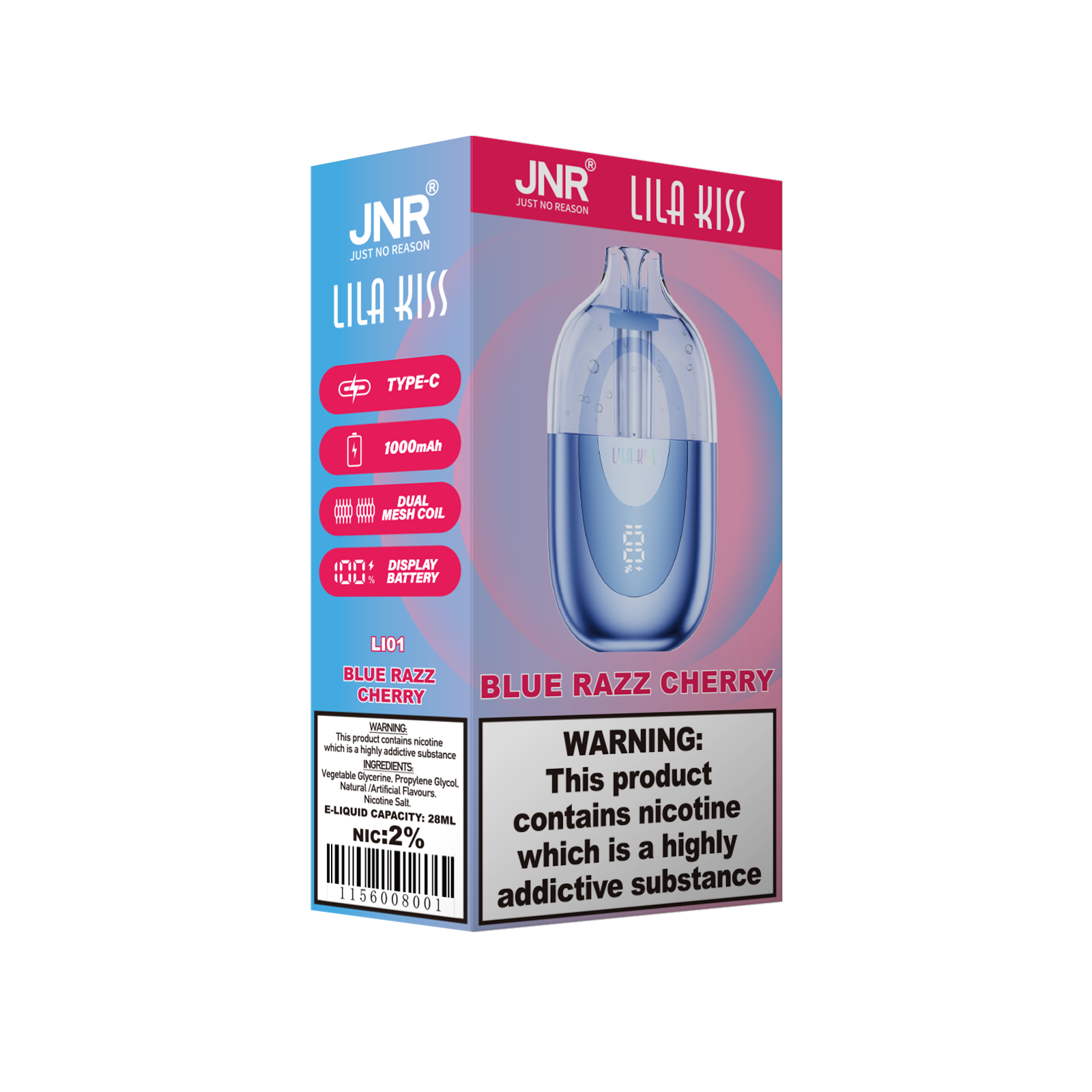 JNR Lila Kiss 60K Puffs RGB Light Disposable Vape (CN Warehouse)