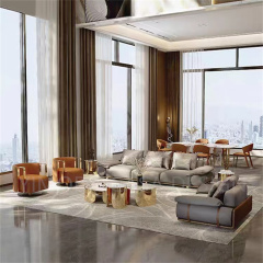 Luxury Living Room Furniture 1123 Orange leather Sofas With Living Room Orange white contrast color Accent chair Sofa Set Furniture
