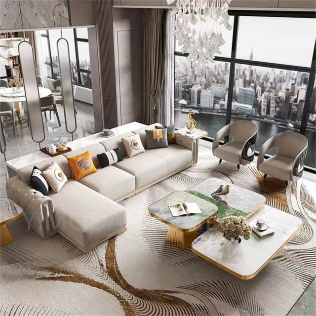 Modern Corner white leather tufted Sofa  Luxury Upholstered L-Shaped Couch for Living Room, Soft Comfortable Seating