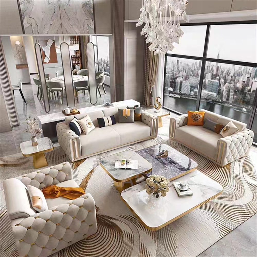 Modern Corner white leather tufted Sofa  Luxury Upholstered L-Shaped Couch for Living Room, Soft Comfortable Seating